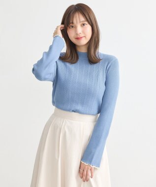 earth music&ecology ナローケーブルプルオーバー Blue