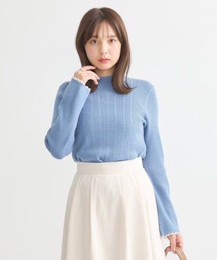 earth music&ecology ナローケーブルプルオーバー Blue