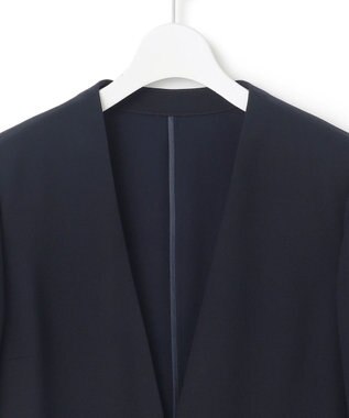 23区 S 【洗える/吸水速乾/UVカット/接触冷感】ストレッチジョーゼット ノーカラー ジャケット ネイビー系