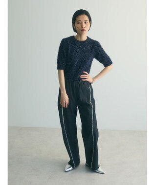 Green Parks ａ．ラメシャギーニットプルオーバー Navy