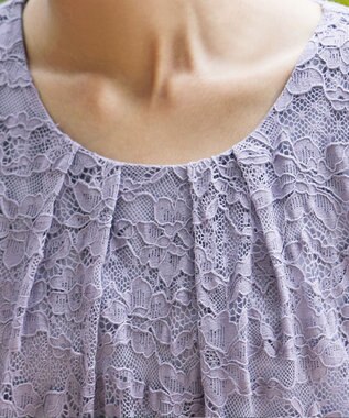 Tiaclasse 【洗える】スカラップレースチュニックブラウス ラベンダー