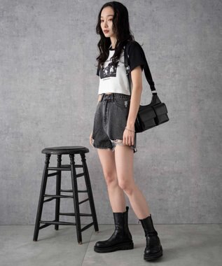 WEGO ダメージデニムショートパンツ ブラックその他