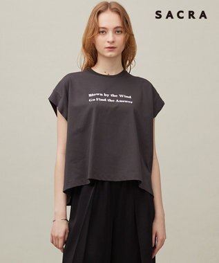 23区 【SACRA】フォールデッドライン ロゴカットソー チャコールグレー系