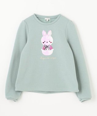 ANY KIDS 裏シャギーミラクルスパンコールトレーナー ミント（雪だるま×ウサギ）