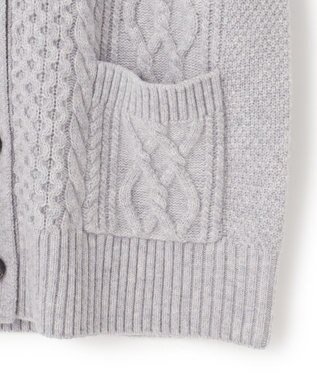 23区 【洗える】ウールカシミヤ アランパターン カーディガン ライトグレー系