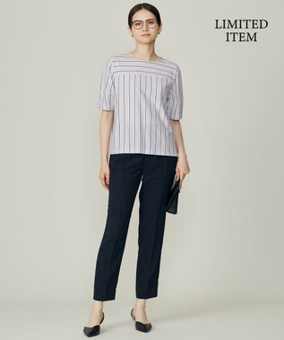 自由区 S 【WEB限定・洗える】ストライプハイゲージジャージー カットソー グレー