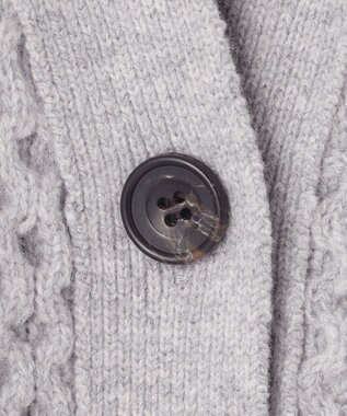 23区 【洗える】ウールカシミヤ アランパターン カーディガン ライトグレー系