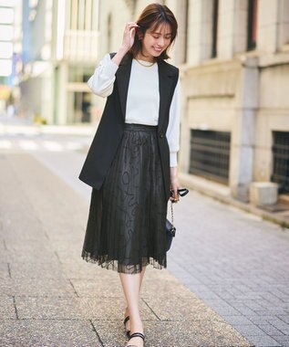 ANY SIS ラインアートプリーツ スカート ブラック