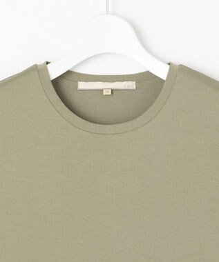 自由区 【洗える】リラックスジャージー クルーネックワンピース カーキ系