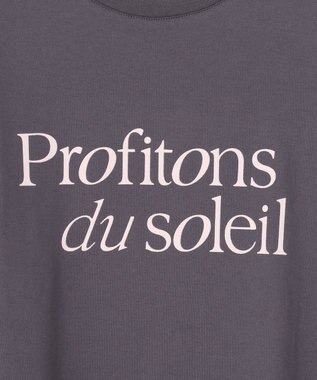 組曲 L ブルーデイジーロゴプリント Tシャツ チャコール×ピンク系