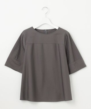 自由区 S 【洗える】ストレッチシャーティング5分袖 ブラウス スレート