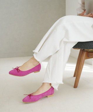 Pointer 日本製 本革大人女子のバレエシューズ ピンク(スエード)