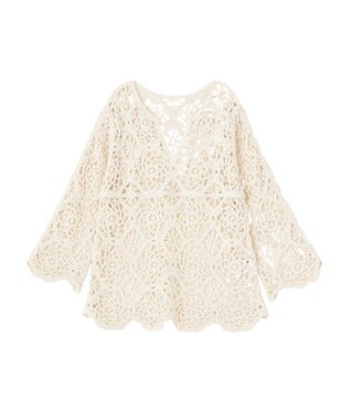 earth music&ecology クロシェ風プルオーバー Ivory