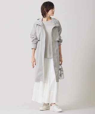 ICB 【撥水加工】 メモリーストレッチタフタ フーデットコート トープ系