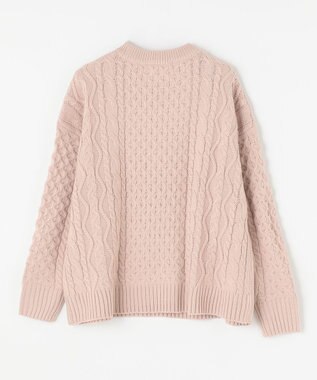 ANY L 【洗濯機可】ソフトタッチケーブルニット オールドローズ系
