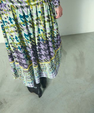 GRACE CONTINENTAL キカプリントティアードワンピース グリーン