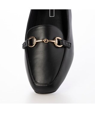 MODE ET JACOMO <noyau>スクエアトゥビット付きヒールローファー ブラック