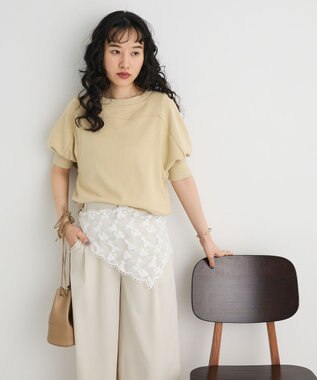CRAFT STANDARD BOUTIQUE TC裏毛ボリュームハーフスリーブプルオーバー Beige