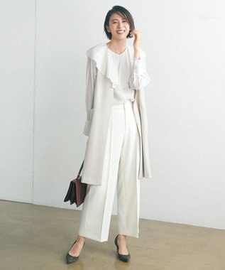 UNFILO イージーケア ラッフルカラー ブラウス オフ