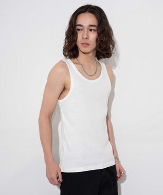  【綿100%】リブタンクトップ