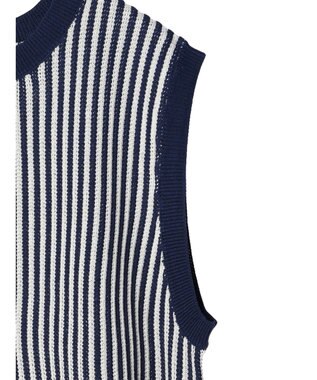 Green Parks ストライプドロストベスト Navy