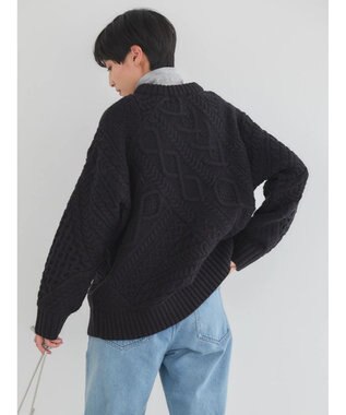 AMERICAN HOLIC パッチワークケーブルニットチュニック Black