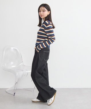 earth music&ecology Wジップリブカーディガン マルチ