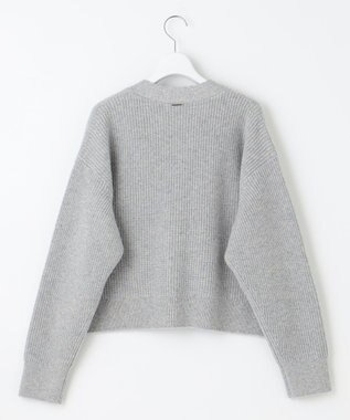 自由区 【洗える】ウールカシミヤブレンドラメスパンコールニット カーディガン グレーメランジ×シルバー