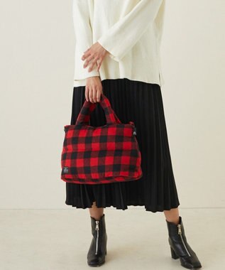 ROOTOTE 1472【温活＆軽量】LT.フェザールー.デリ.マテリアル-A 02：ブロックチェックレッド