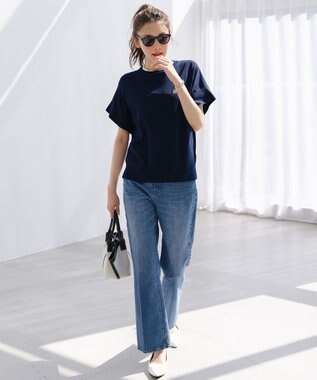 ANY SIS 【アイスタッチ】フレンチスリーブ ニット ネイビー