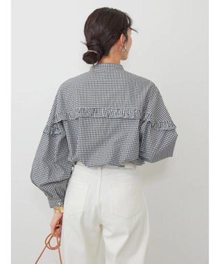 AMERICAN HOLIC フリルバンドカラーシャツ Gingham Check