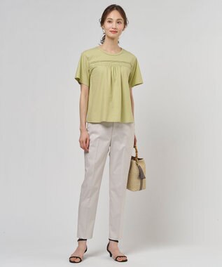 J.PRESS LADIES 【セットアップ対応・洗える・撥水】コットンFITTY テーパード パンツ ライトベージュ系1