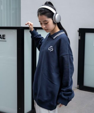 WEGO 【ユニセックス着用ITEM/MLサイズ展開】モチーフロゴポロスウェット ネイビー