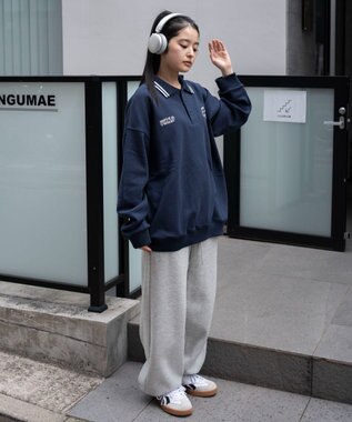 WEGO 【ユニセックス着用ITEM/MLサイズ展開】モチーフロゴポロスウェット ネイビー