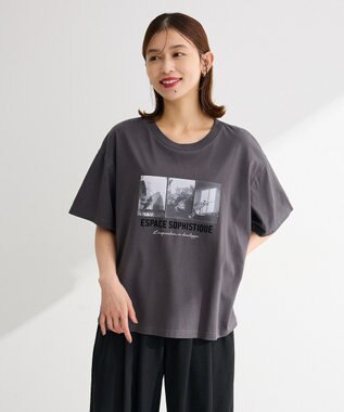 Green Parks 汗染み防止ボックスロゴＴシャツ Charcoal Gray