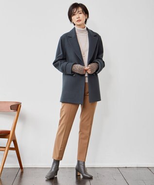 J.PRESS LADIES 【洗える】アルガンシルク テーパード パンツ キャメル系