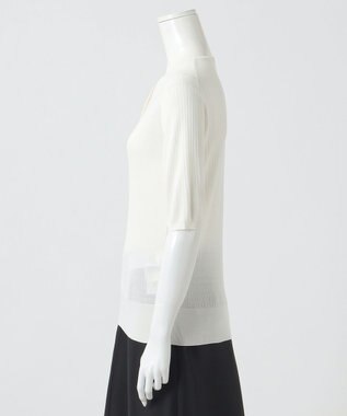 23区 【エステータ】シルクリブ 半袖ニット ホワイト系