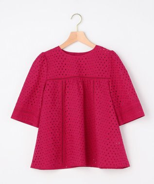 組曲 【先行予約】エンブロイダリーレース5分袖 ブラウス チェリーローズ系