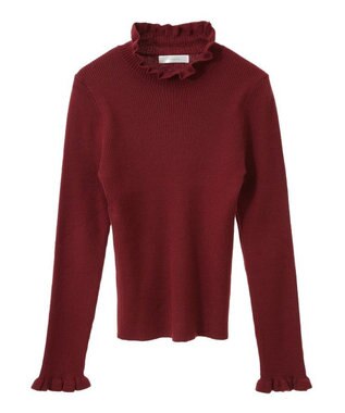 Green Parks ・ｓｗｉｎｇ　ｂｙ　フリルハイネックリブニット Red