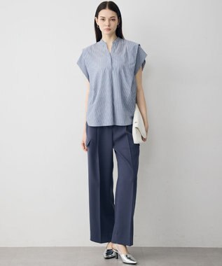 ICB 【先行予約】 FluidBackSatin ワイドストレートカーゴパンツ ダルブルー