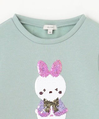 ANY KIDS 裏シャギーミラクルスパンコールトレーナー ミント（雪だるま×ウサギ）