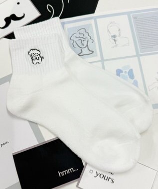 WEGO アンクルパイルゆる刺繍ソックス