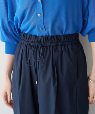 YECCA VECCA コットンイージー切替ワイドパンツ Navy