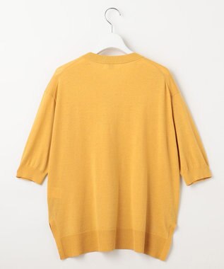 J.PRESS LADIES L 【洗える】COTTON LINEN Vネック ニット マリーゴールド系