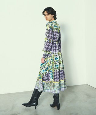 GRACE CONTINENTAL キカプリントティアードワンピース グリーン