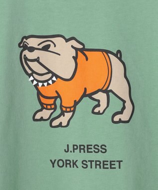 J.PRESS YORK STREET 【UNISEX】ブルドックプリント クルーネック Tシャツ ライトグリーン系