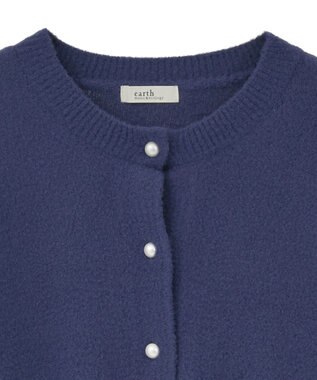 earth music&ecology 【イージーケア】パウダーシャギークルーネックカーディガン Navy