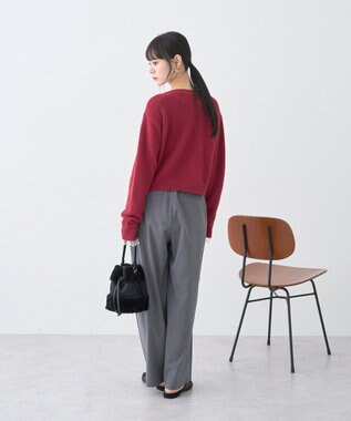 earth music&ecology 【イージーケア】パウダーシャギークルーネックカーディガン Bordeaux