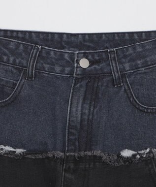 WEGO 【ユニセックス着用ITEM?MLサイズ展開】ダブルウエストカーゴデニムパンツ デニムブラックソノタ