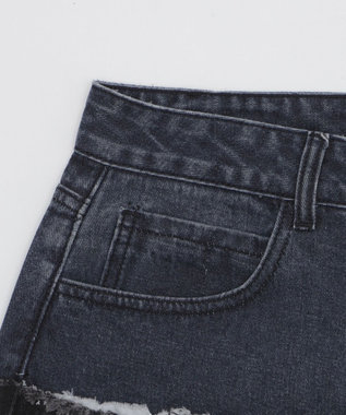 WEGO 【ユニセックス着用ITEM?MLサイズ展開】ダブルウエストカーゴデニムパンツ デニムブラックソノタ